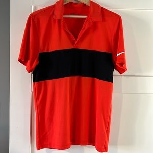 Nike Golf Men's Standard Fit Dri Fit Red & Black Striped Polo Shirt Size XL